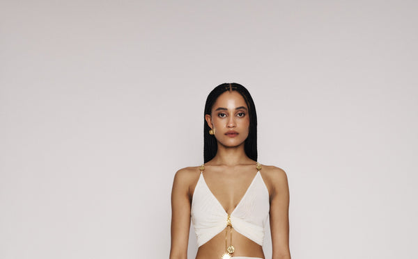 Halo Draped Satin Top — Sidera Paris