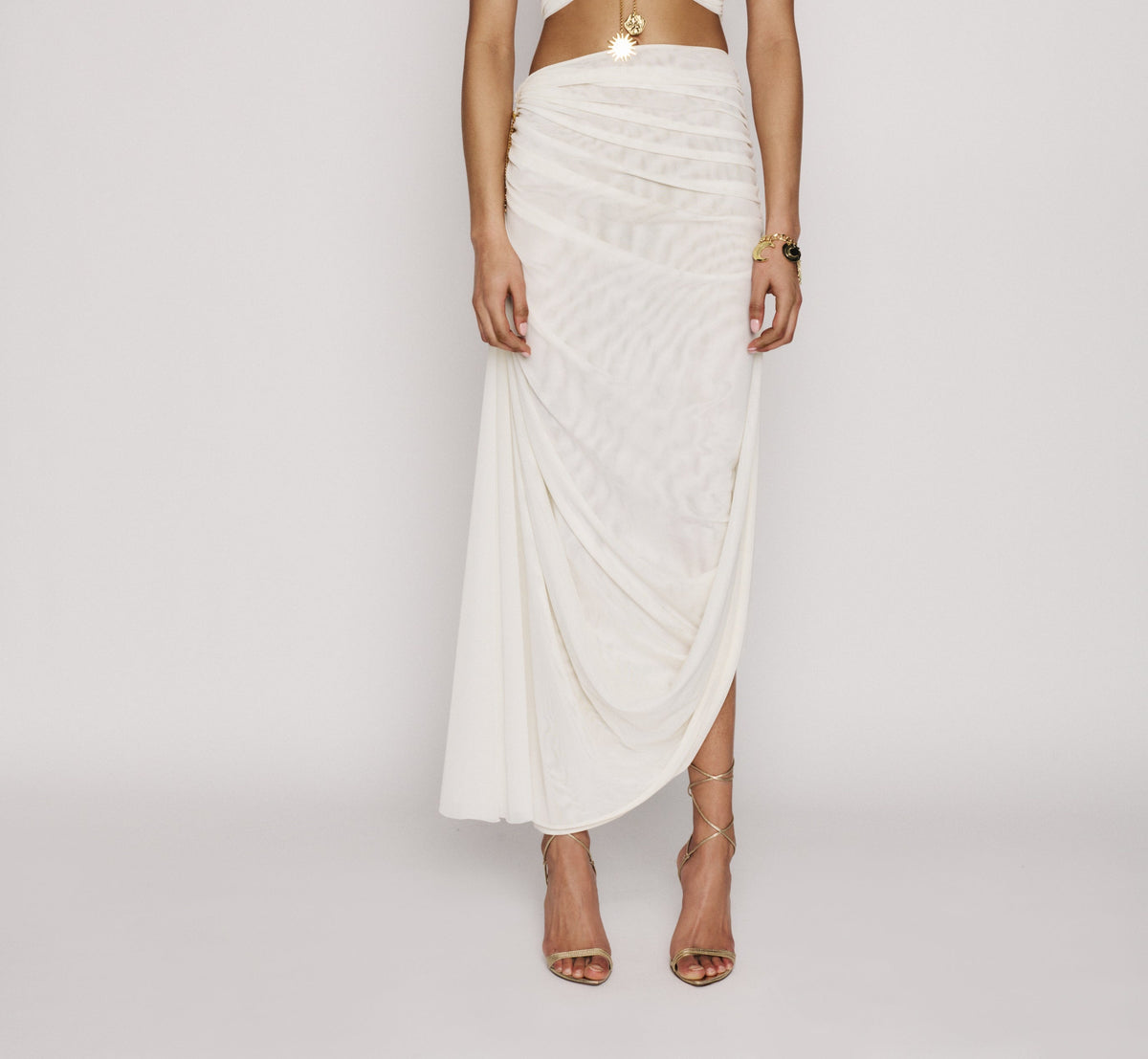 Halo Draped Satin Skirt — Sidera Paris