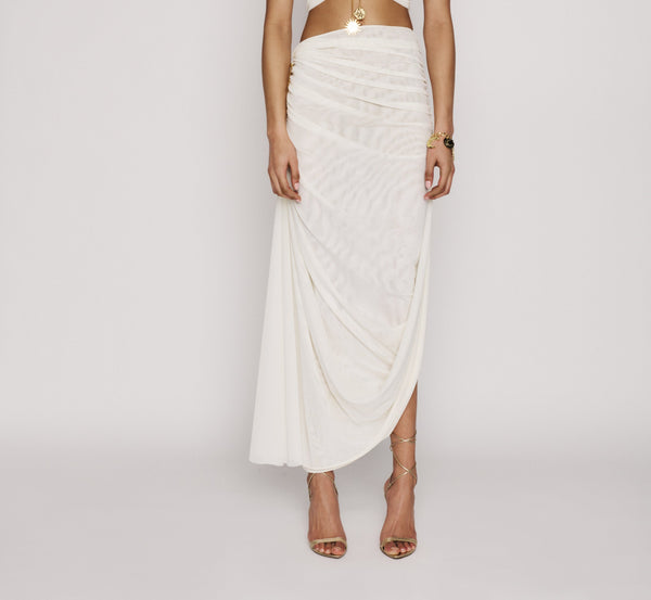 Halo Draped Satin Skirt — Sidera Paris