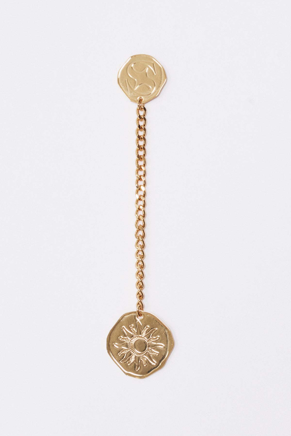 Oracle Coin Logo & Sun Charm Earrings — Sidera Paris