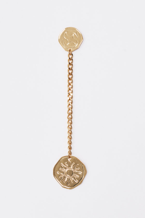 Oracle Coin Logo & Sun Charm Earrings — Sidera Paris