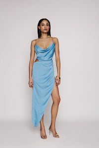 Aura Asymmetric Satin Dress — Sidera Paris